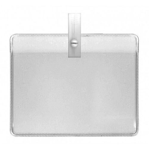 Porte-badge Souple Avec Pince Plastique - Blanc - Horizontal