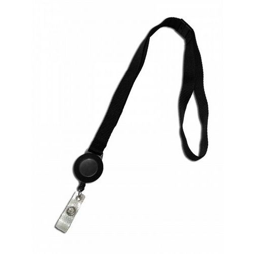 Cordon Plat 15 Mm Avec Enrouleur Badge - Sécurisé - Noir