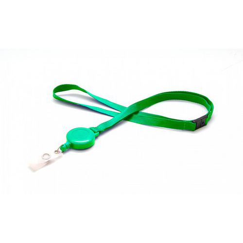 Cordon Plat Satiné 10 Mm Avec Enrouleur Badge - Vert