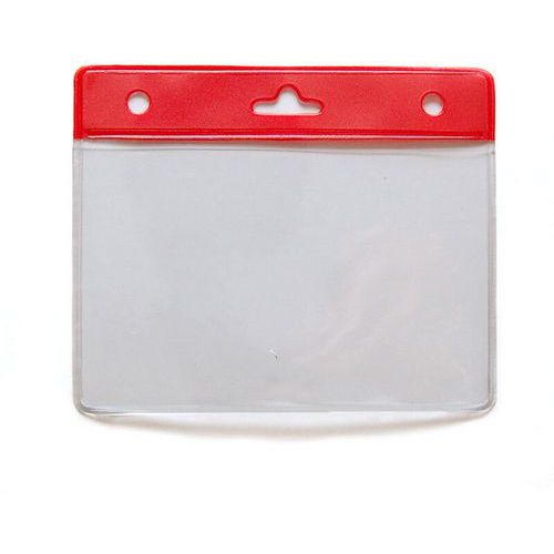 Porte-badge Pvc Avec Bandeau - Horizontal - Rouge