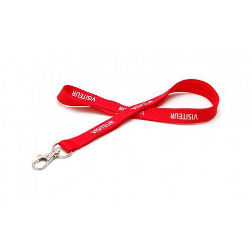Cordon Plat 15 Mm Pré-imprimé visiteur - Rouge