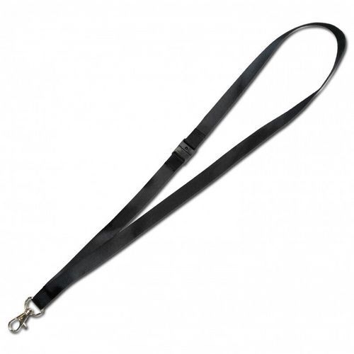 Cordon Plat Satiné 15 Mm - Crochet Métal - Sécurisé - Noir