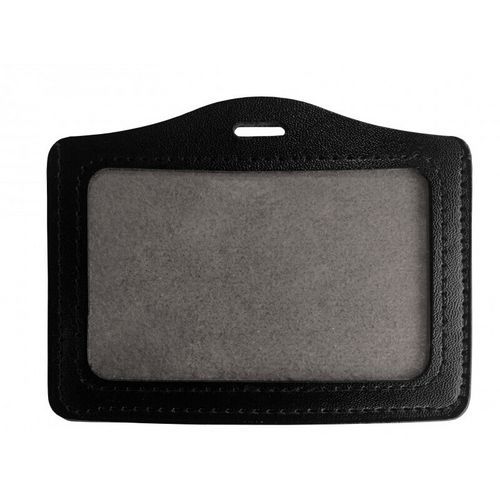 Porte-badge Aspect Cuir - Noir - Horizontal