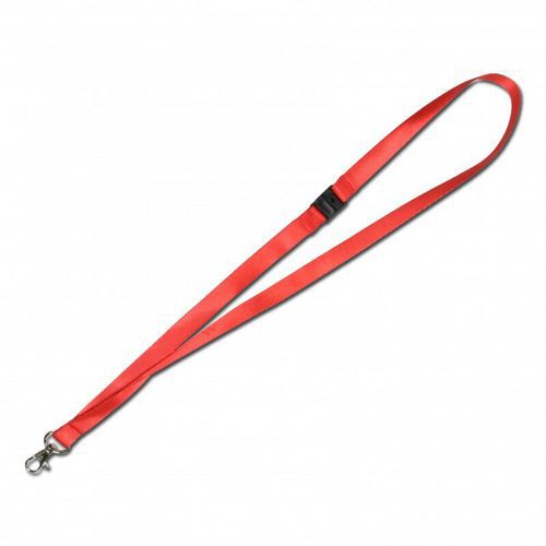 Cordon Plat Satiné 15 Mm - Crochet Métal - Sécurisé - Rouge