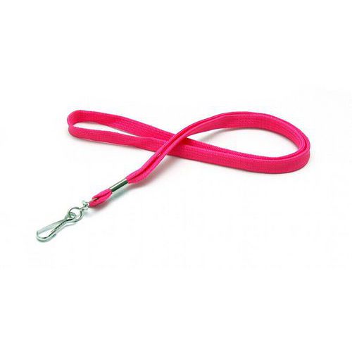 Cordon Tube 12 Mm Avec Mousqueton Métal - Rose