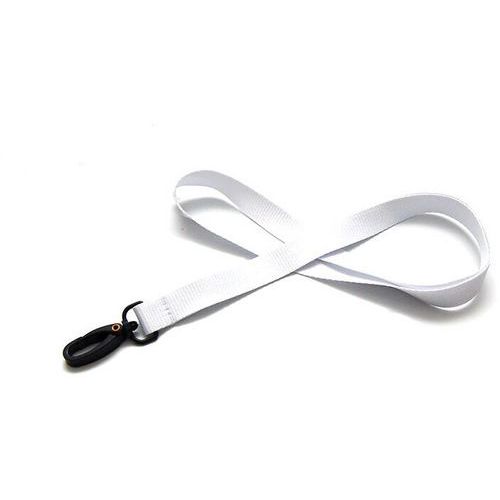 Cordon Plat 15 Mm Avec Mousqueton Plastique - Blanc