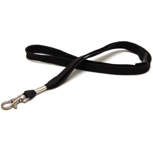 Cordon Tube 12 Mm Avec Crochet Métal - Sécurisé - Noir