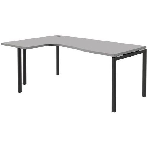 Quadrifoglio - Bureau compact Open retour gauche - Gris clair - 180x120cm - Plateau mélaminé 30mm - Piétement métal ajustable
