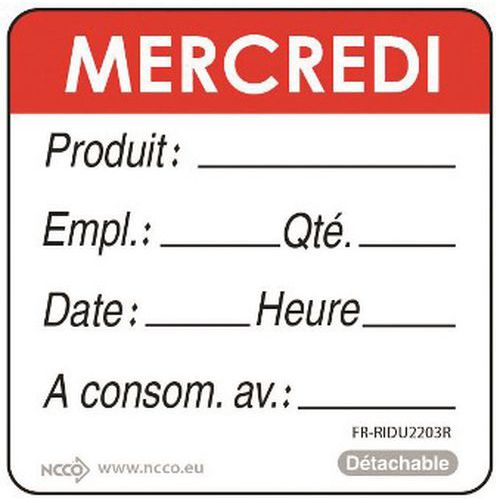 Rouleau De 500 Étiquettes Mercredi Rouge_257 003