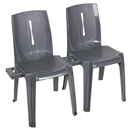 Lot de 8 chaises Salsa M2 Anthracite Empilables - Ignifugées M2 - Polypropylène Résistant