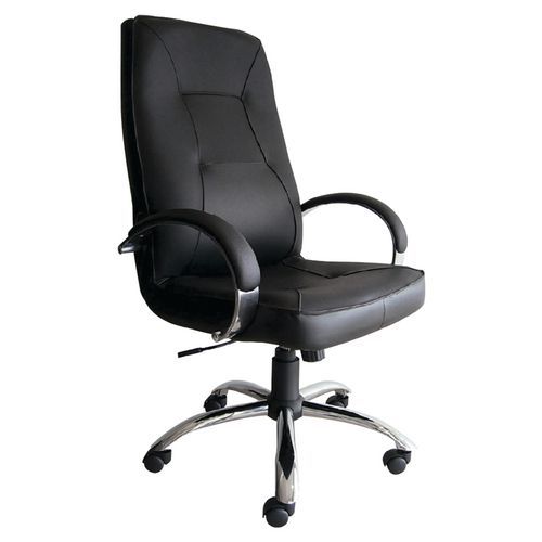 Fauteuil de direction Pampa piètement chromé cuir noir Fauteuil de direction Pampa piètement chromé cuir noir