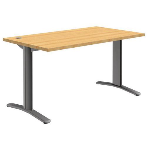 Table Droite Pure 140x80 Plateau Hetre Pietement Aluminium