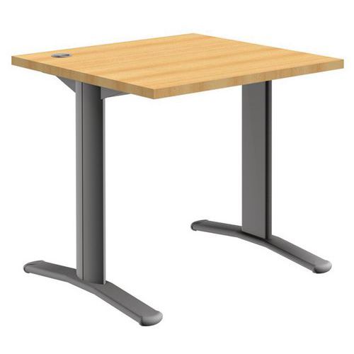 Table Droite Pure 80x80 Plateau Hetre Pietement Alu