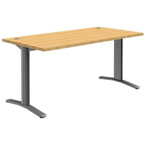 Bureau droit Pure - Hêtre/ gris aluminium - Piétements ajustables