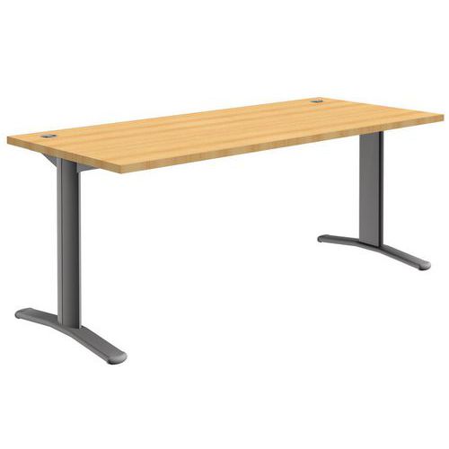 Table Droite Pure 180x80 Plateau Hetre Pietement Aluminium