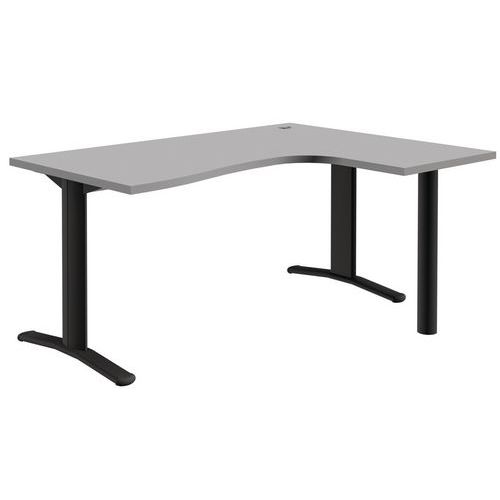 Quadrifoglio - Bureau compact Pure - Retour droit 160 cm Gris clair/Gris foncé - Plateau mélaminé ABS - Métal Gris foncé - Style Classique