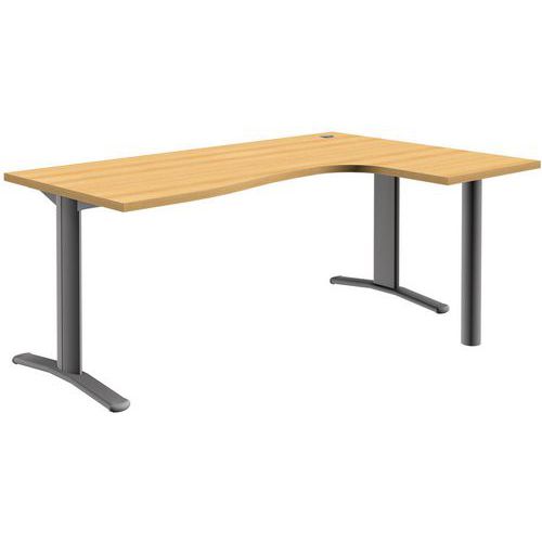Bureau Compact Asymetrique Pure 180 Retour Gauche Hetre/alu