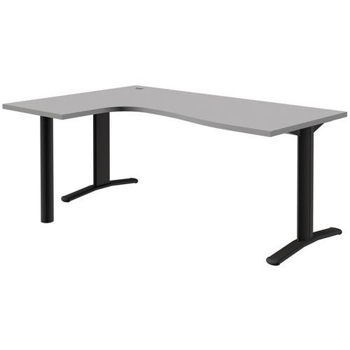 Quadrifoglio - Bureau compact Pure retour gauche - 180 cm - Hauteur réglable - Gris clair/Gris foncé - Ergonomique