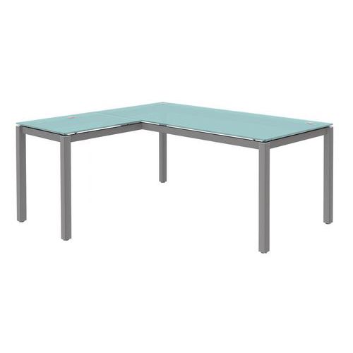 Bureau Droit Murano Verre/alu 180cm + Retour