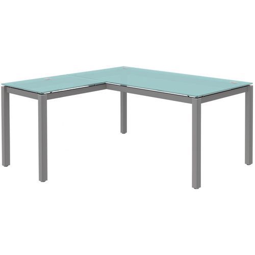 Bureau Droit Murano Verre/alu 160cm + Retour