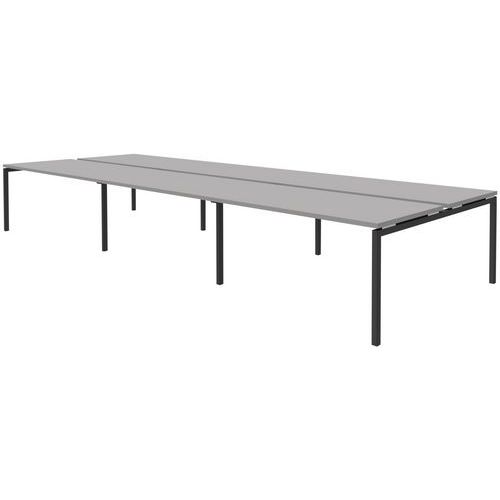 Bureau Droit 6 Places - Gris Clair - Open Bench - 160 Cm