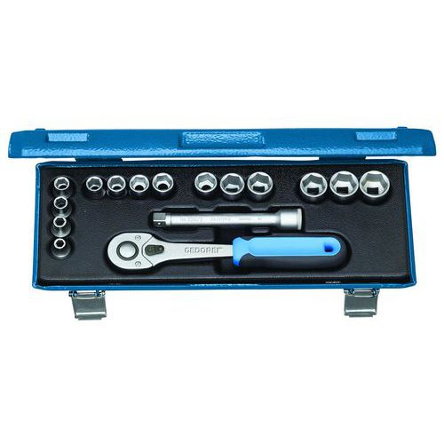 Jeu De Clés à Douille 3/8 16 Pcs Hexagonales 6-19 Mm
