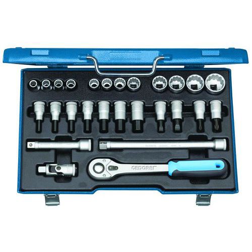Gedore - Jeu de clés à douille 1/2 27 pcs UD 10-30 mm - Acier - Coffret professionnel