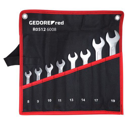 GedoreRed - Jeu de 8 clés à fourche chromées - 6-22mm - Acier résistant - Idéal outillage professionnel