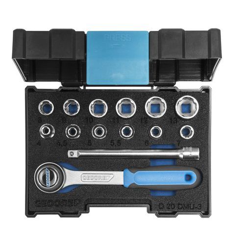 Jeu De Clés à Douille 1/4 14 Pièces Profil Ud 4-13 Mm