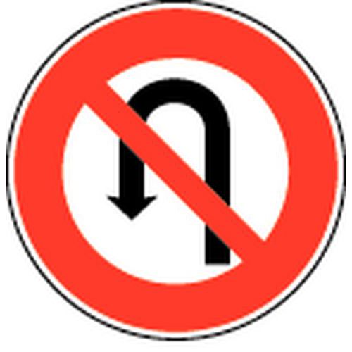 SVMS - Panneau Signalisation Rond Interdiction Demi-Tour Gauche Ø 450mm Classe 2 DG Acier