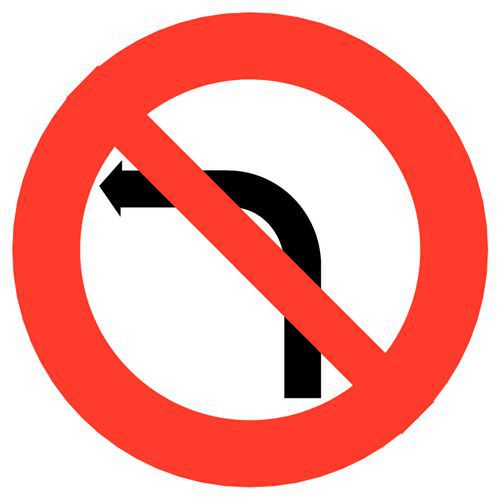 SVMS - Panneau de Signalisation Rond Interdiction de Tourner à Gauche Ø 650mm Classe 2 DG Acier CE