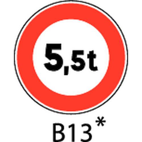 SVMS - Panneau de Signalisation Rond B13 - Ø 450mm Acier Classe 1 - Accès Interdit PTAC Supérieur