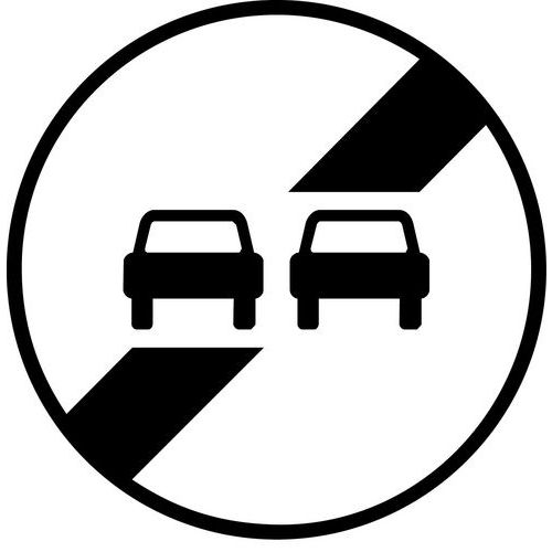 Panneau de signalisation B34 Rond Ø 650mm Classe 1 Acier Fin d'interdiction de dépasser
