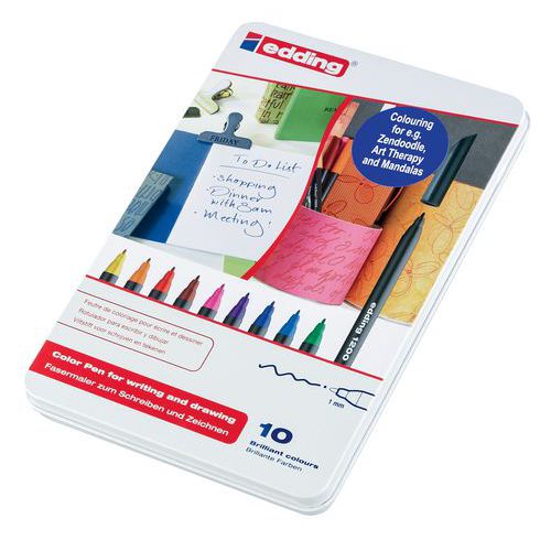 Jeu De 10 Feutres Edding 1200 Color Pen Assortis