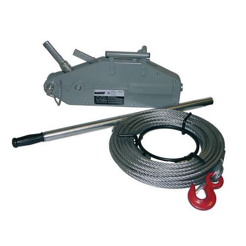 Hadef - Treuil à câble passant Aluminium 3200 Kg - Câble inclus Frein CE - Levage et Halage Puissant