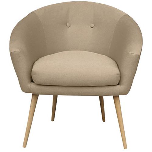 Fauteuil Armand - Tissu Polyester Ficelle Beige - 76 cm Largeur - 1 Place - Confort Moderne