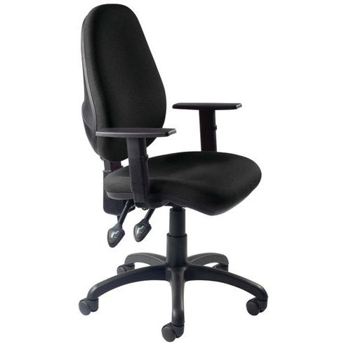 Fauteuil de bureau Saxe Noir Tissu Accoudoirs Roulettes Confort Assise Polyester