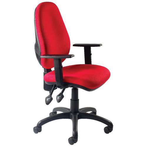 Fauteuil de bureau Saxe Rouge - Assise et dossier en tissu - Roulettes - Confortable