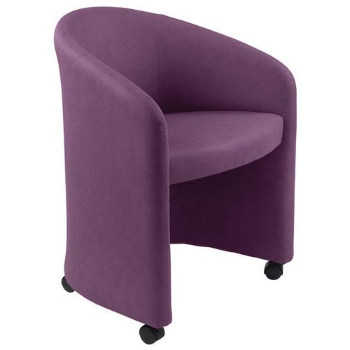 Siège Majik d'accueil 1 place violet sur roulettes - Structure noire - Piètement panneau - Confort et design