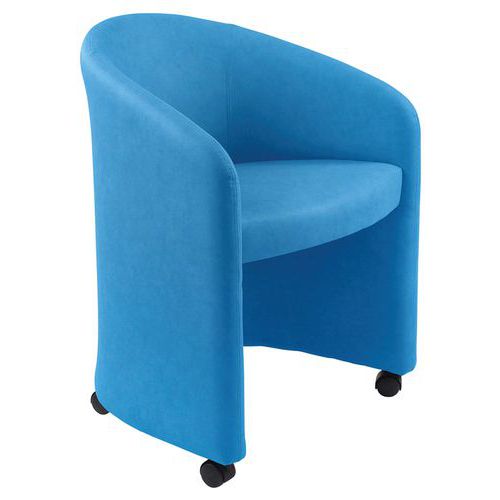 Siège Majik 1 place bleu sur roulettes - Panneau piétement patins - Structure noir - 60 cm largeur