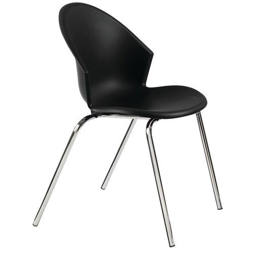 Fauteuil accueil Smile noir 2 places - Assise et dossier noir - Structure grise - Patins - Livré monté
