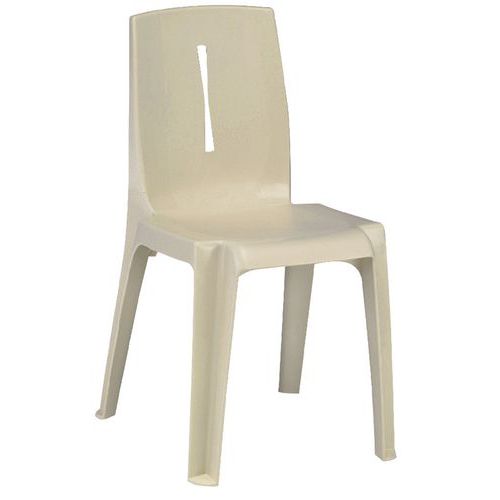 Chaise Salsa M2 Beige Empilable - Assise Plastique - 4 Pieds Patins - Confort et Sécurité