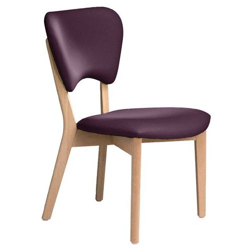 Chauffeuse Tapioca assise PVC Prune pieds bois - 1 place - Confort et design - Idéal accueil