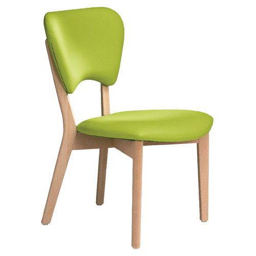 Chauffeuse Tapioca Vert Assise PVC Pieds Bois Hêtre 1 Place Confortable