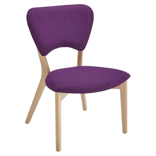 Chauffeuse Tapioca - Assise Tissu Chiné Prune - Pieds Bois Hêtre - 1 Place - Confortable et Élégante