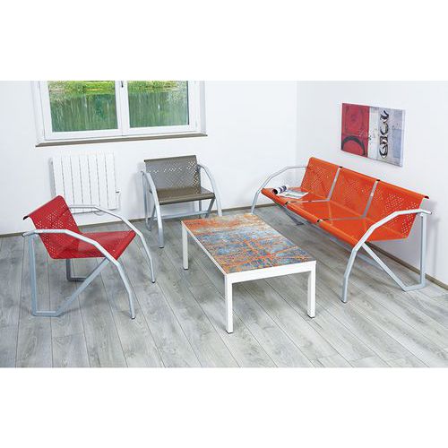 Canapé Métal Alu 3 Places Odéon Coque 2004 Orange