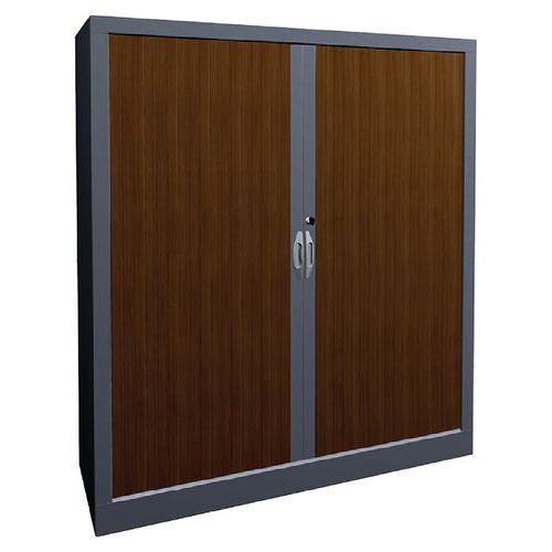 Armoire à Rideaux Classique L. 120 H. 135 Cm Chêne Clair/alu