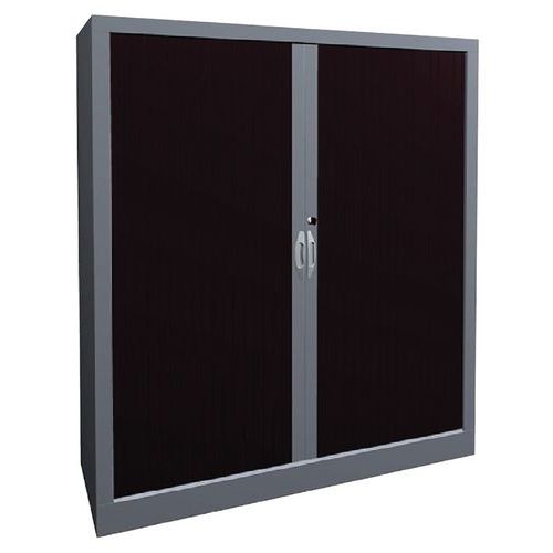 Armoire À Rideaux Classique L. 120 H. 135 Cm Prune Et Alu
