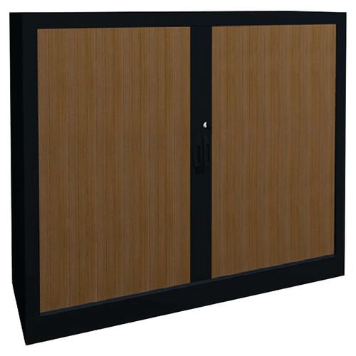 Armoire à Rideaux Classique L. 120cm H.102cm Chêne Clair/alu