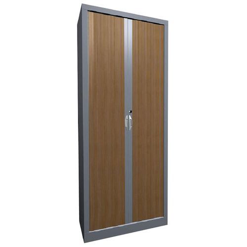 Armoire à Rideaux Classique L. 80 H 198 Cm Chêne Clair/alu
